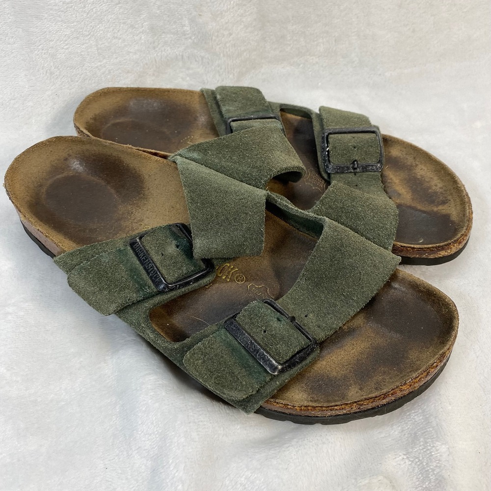 Birkenstock Olive Green Suede Sandals